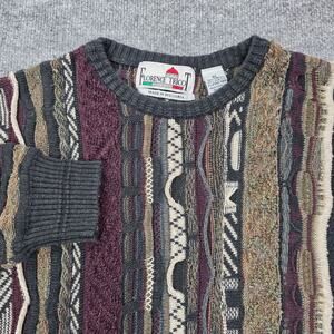Florence Tricot Sweater Mens XL Multicolor Crewneck Chunky Knit 3D Pullover